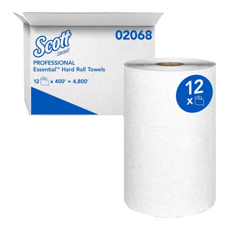 Kimberly-Clark Scott Hard Roll Towels, White, 8.0" W x 400' L (Pack of 12)