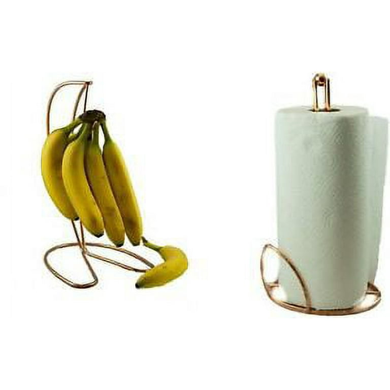 Paper Towel and Banana Holder Set Kitchen 2 Piece Set Rose Gold