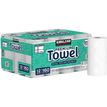 Paper Towels, 2-Ply, 160 Sheets, 12 Count