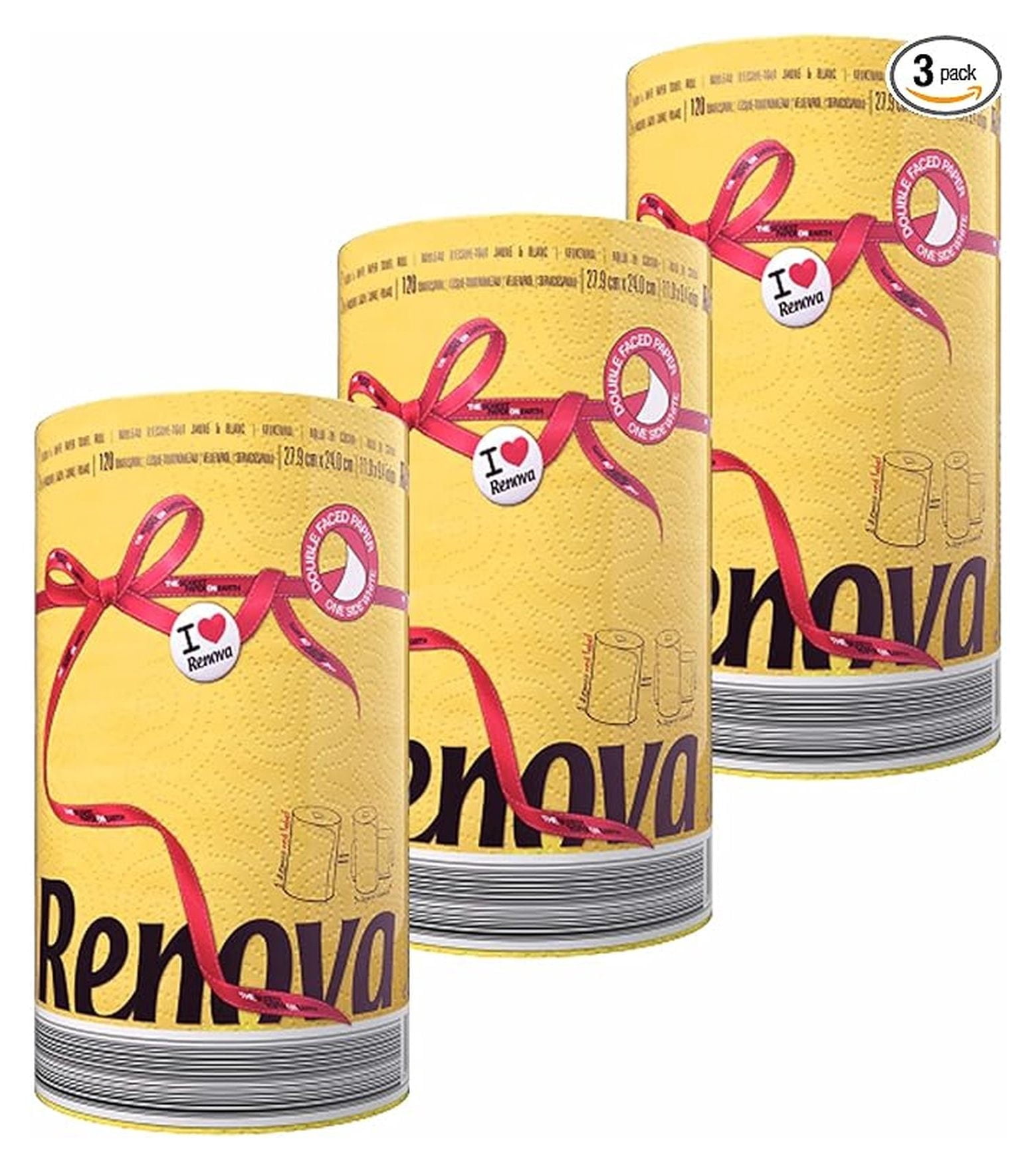 Paper Towels Jumbo Roll 2 Ply Yellow, Highly Absorbent Kitchen Towels 120 Sheets, Bulk Paper Towel Rolls for Kitchen & Home, 3/6/8 Pack