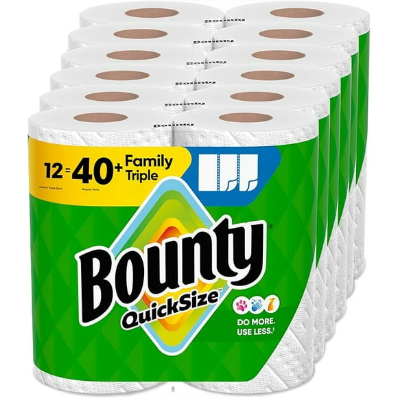 Paper Towels Quick Size, White, 16 Family Rolls = 40 Regular Rolls (Packaging May Vary)