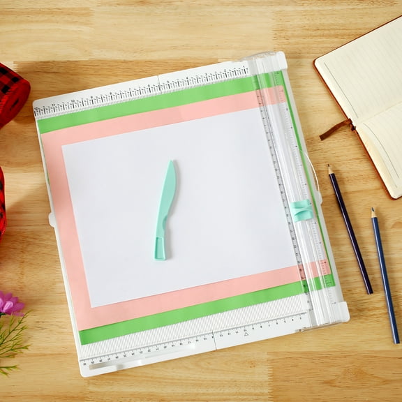 Paper Trimmer with Scoring Cutter A4 Size Craft and Office Paper Cutter Foldable Portable Paper Slicer with Dual Scale for Craft Paper Photo Cardstock Card Scrapbooking