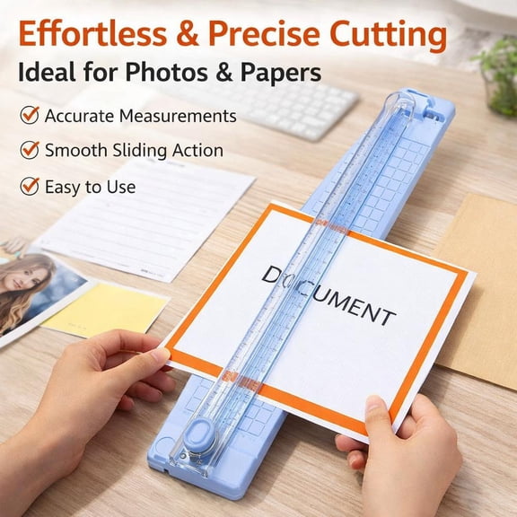 Paper Trimmer for A3 A4, 12.99x2.36 Inch Bi Directional Cutter, Portable Guillotine with Grid Scale for Office Craft Scrapbooking