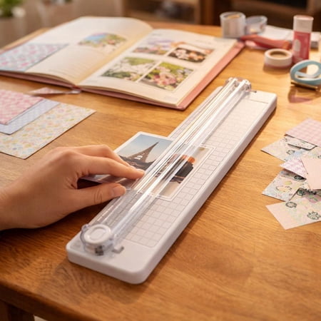 Paper Trimmer for A3 A4, 12.99x2.36 Inch Bi Directional Cutter, Portable Guillotine with Grid Scale for Office Craft Scrapbooking