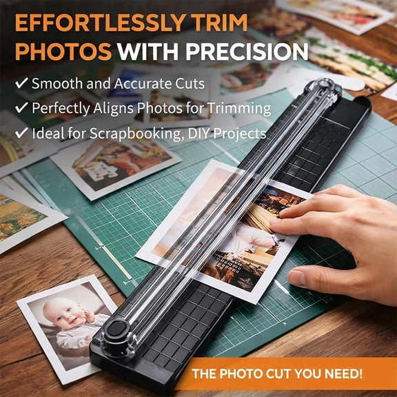 Paper Trimmer for A3 A4, 12.99x2.36 Inch Bi Directional Cutter, Portable Guillotine with Grid Scale for Office Craft Scrapbooking
