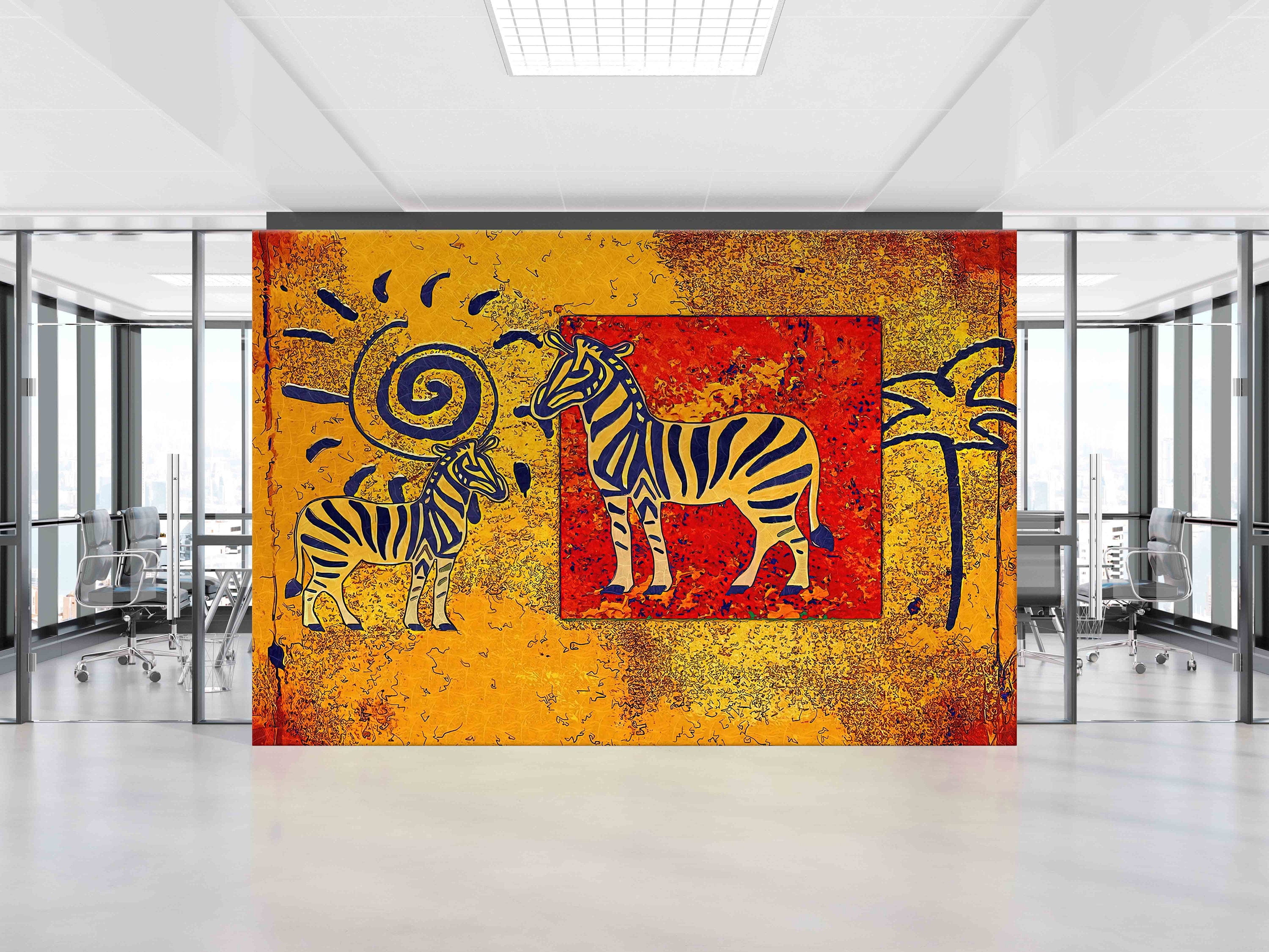 Paper Wall Art Asbtract Zebra Wall Poster, African Wall Mural, Custom