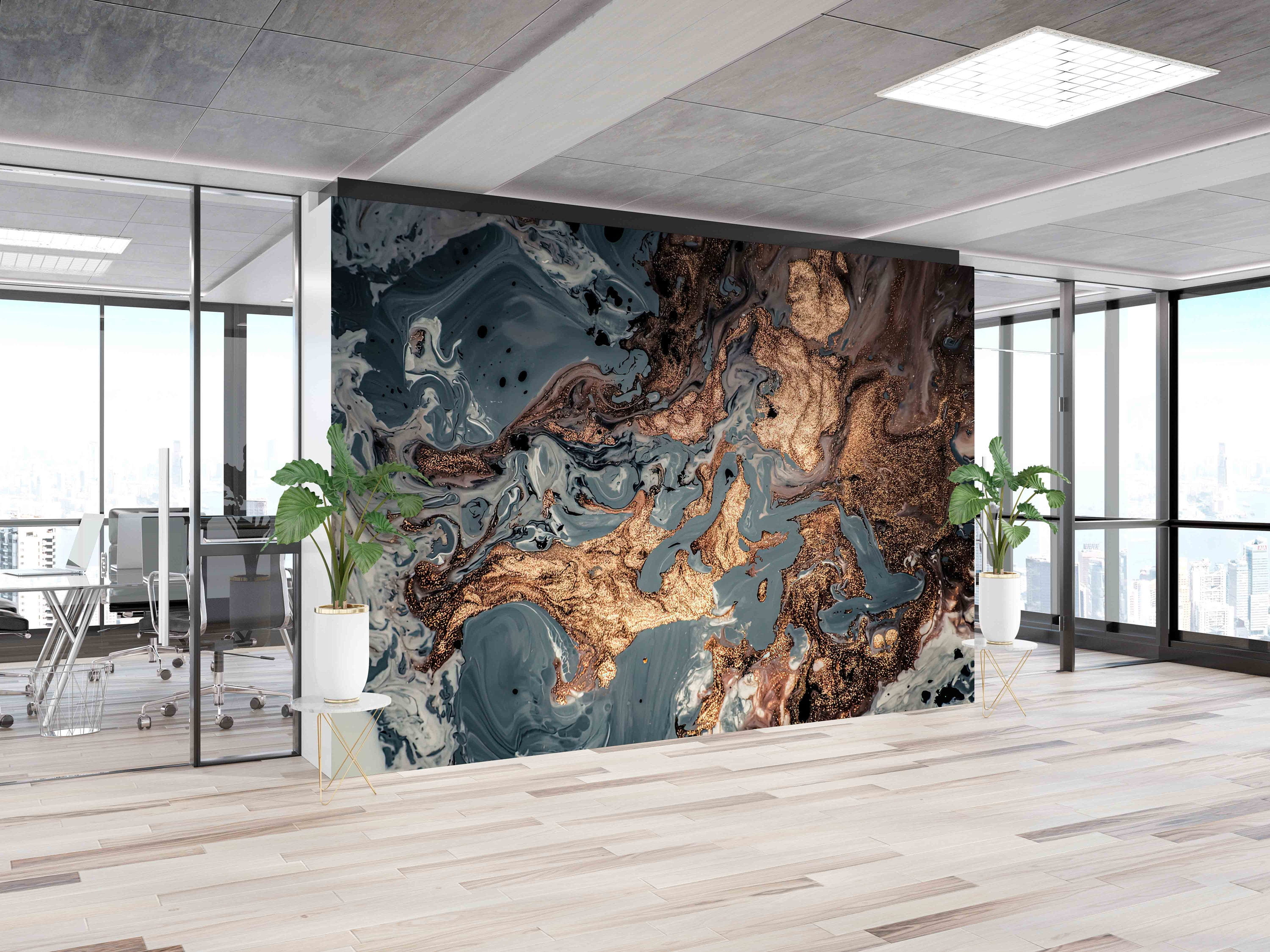 Paper Wall Art Bright Wallpaper, Abstract Marble Mural, Modern ...