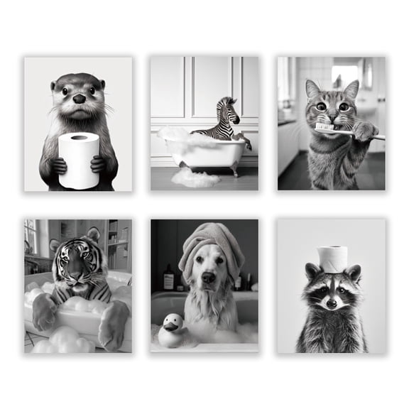 Paper Wall Decorations for Home Decorations Rectangle Animals 254x205mm 6pcs/set