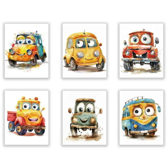 Paper Wall Decorations for Home Decorations Rectangle Car 254x205mm 6pcs/set