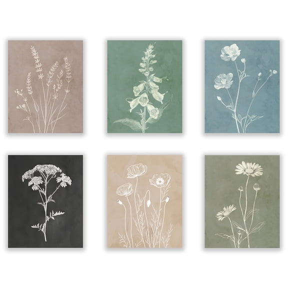 Paper Wall Decorations for Home Decorations Rectangle Flower 254x205mm 6pcs/set