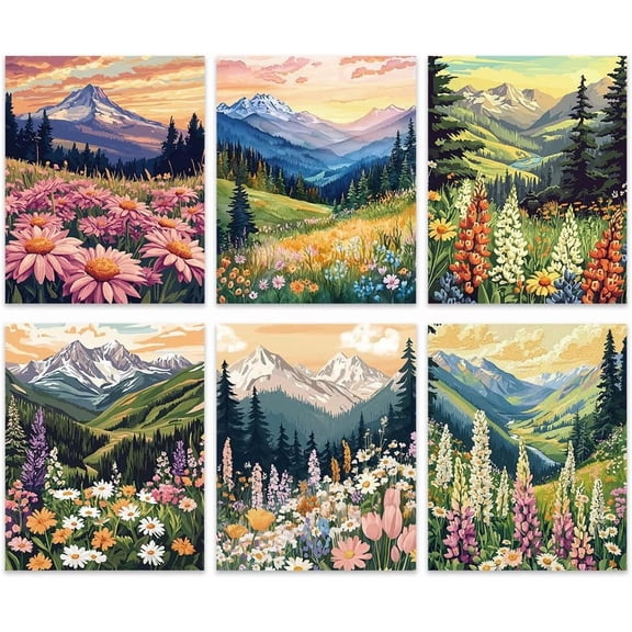 Paper Wall Decorations for Home Decorations Rectangle Mountain 254x205mm 6pcs/set diy