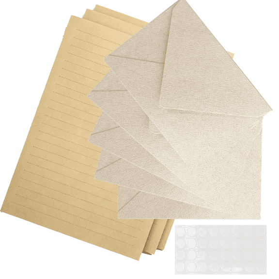 Paper Wedding Envelopes with Letter Paper, Jute Rope and Sealing Stickers, Multipurpose Envelope Kit for Wedding, Birthday, Christmas, Business Cards