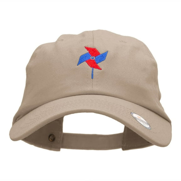 Paper Windmill Embroidered Washed Cap - Khaki OSFM