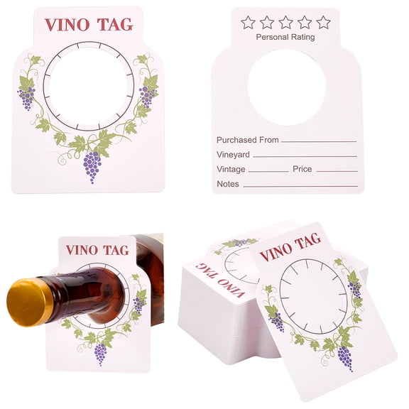 Paper Wine Glass Label Thistle 95x76x0.4mm Inner Diameter: 39.5mm for DIY
