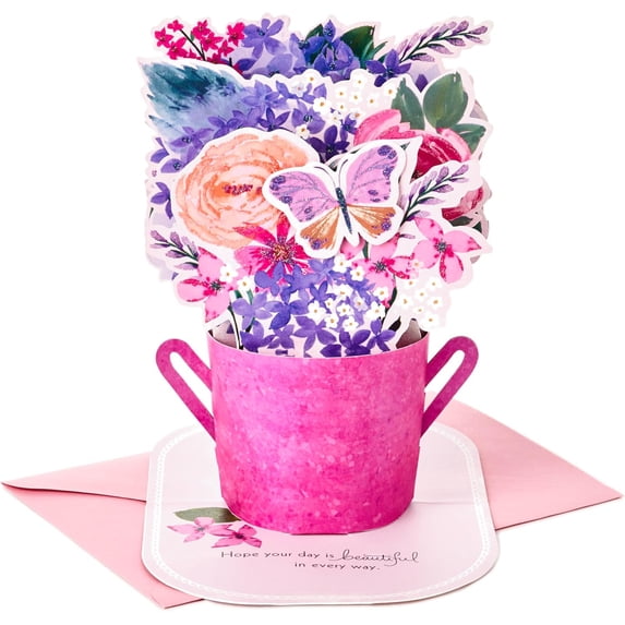 Paper Wonder Mothers Day Pop Up Card (Purple Flower Bouquet, Beautiful in Every Way)