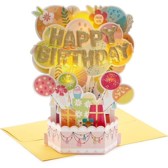 Paper Wonder Musical Pop Up Birthday Card (Mylar Balloon Explosion, Plays Happy Birthday)