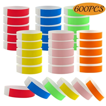 Paper Wristbands for Events  Neon Wrist Bands Waterproof Lightweight Adhesive Colored Bracelets for Party Multicolor 600Pcs