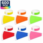 Paper Wristbands for Events Neon Wrist Bands Waterproof Lightweight Adhesive Colored Bracelets for Party Multicolor 600Pcs