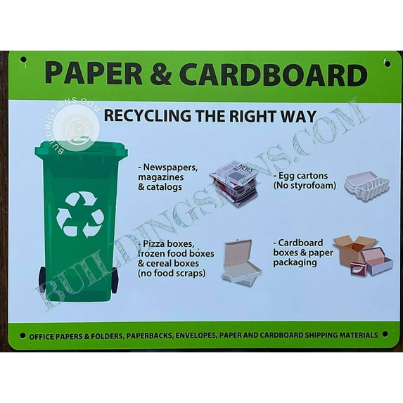 Paper and Cardboard Sign (Green/White,Rust Free, Aluminum 8.5X11) (ref-2201)