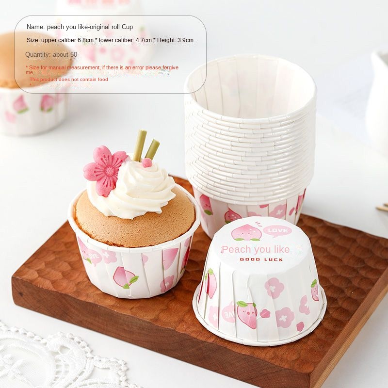 Paper cupcake baking paper cup roll mouth cup food grade paper tray ...