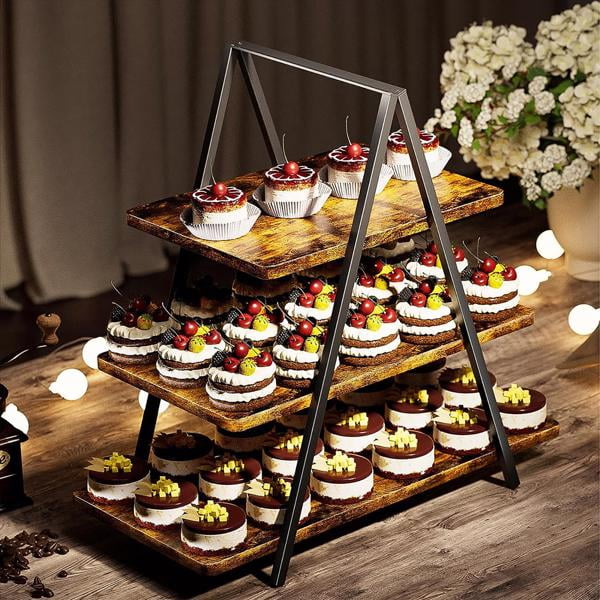 Paper cupcake rack, wooden 3-layer dessert rack, dessert table display ...