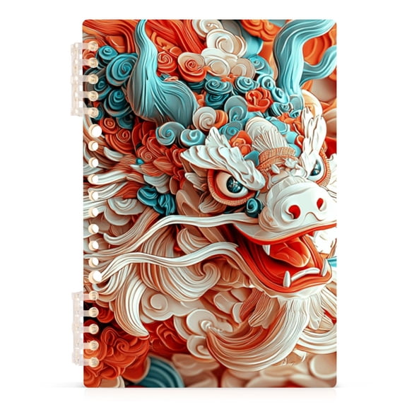 Paper-cut Majestic Dragon Notebooks 1-subject Journal 60 Sheets A5 College Ruled Paper Detachable Ring 8.3"x5.7"