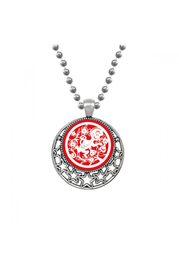 Paper-cut Monkey Animal China Zodiac Art Necklaces Pendant Retro Moon Stars Jewelry