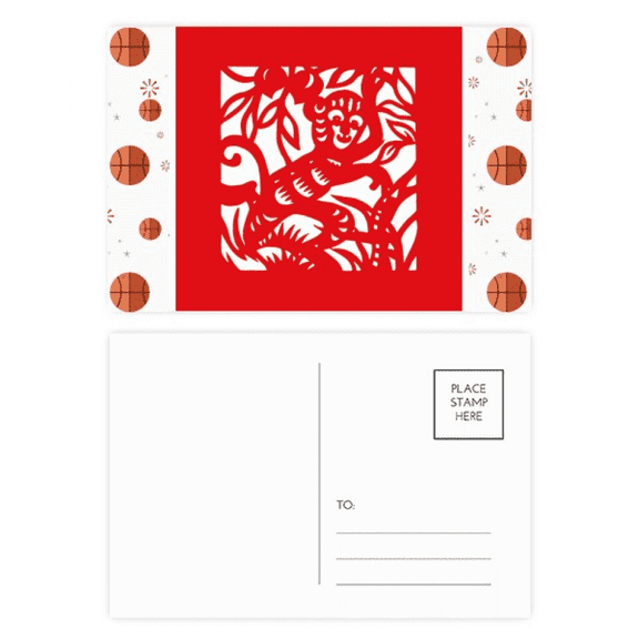 Paper-cut Monkey Animal China Zodiac Basketball Postcard Set Thanks Card Mailing Side 20pcs