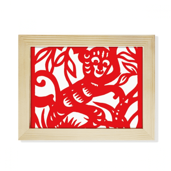 Paper-cut Monkey Animal China Zodiac Desktop Photo Frame Picture Art Decoration Painting 6x8 inch