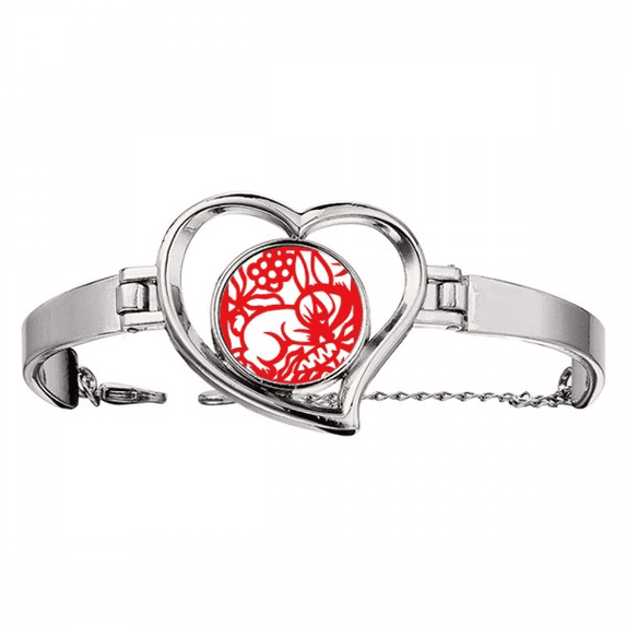Paper-cut Rabbits Animal China Zodiac Bracelet Heart Jewelry Wire Bangle