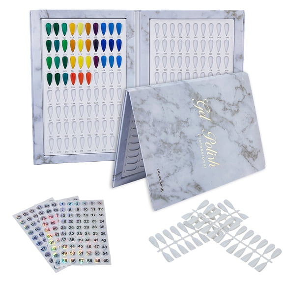 Paper with Plastic Practice False Nail Tips for DIY Nail Art Design Display with Paper Laser Picture Stickers White 31x21.1x1.45cm