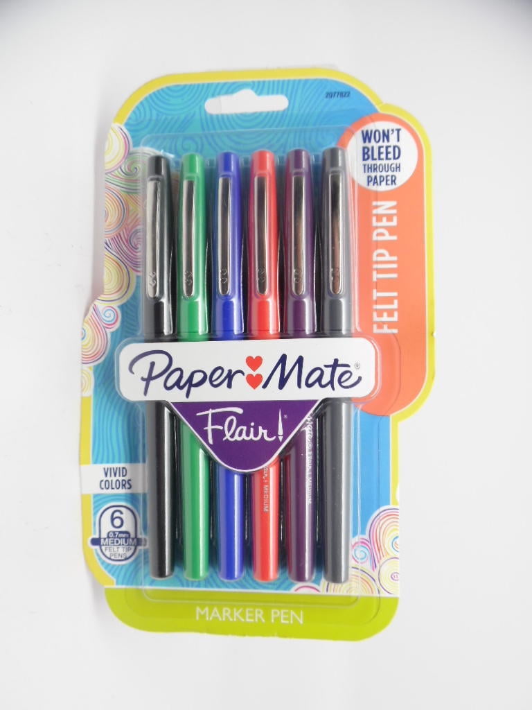 PaperMate Flair! Marker Pens Medium Tip Felt Pen 0.7mm Vivid Multicolor - 6pk