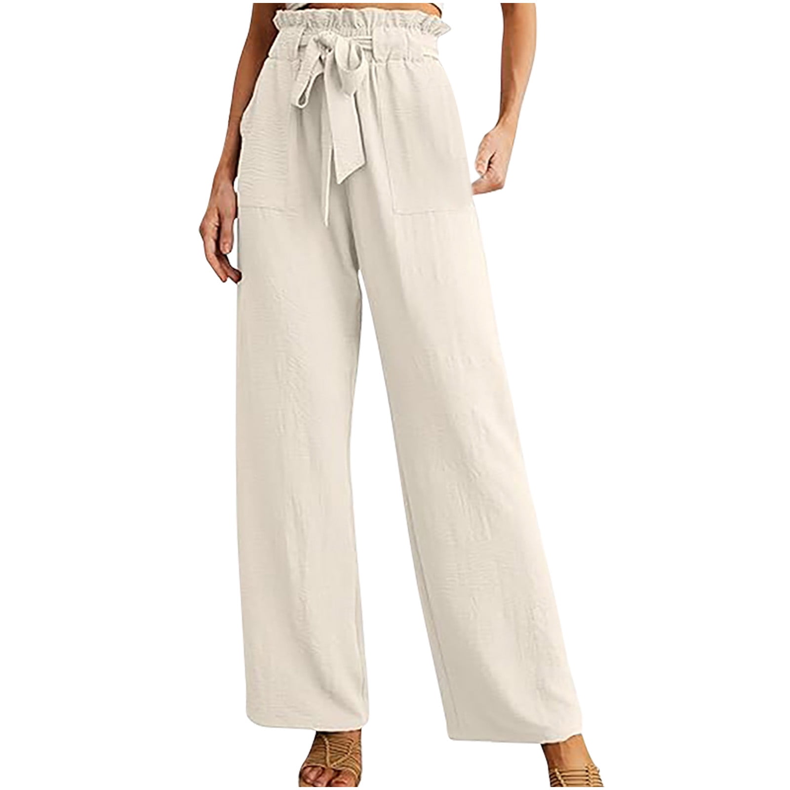 Women's Paperbag Wide Leg Trousers With Belt