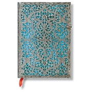 Maya Blue MIDI Lined Hardcover Journal, 240pg, 120gsm by Paperblanks Silver Filigree Collection, Hardcover