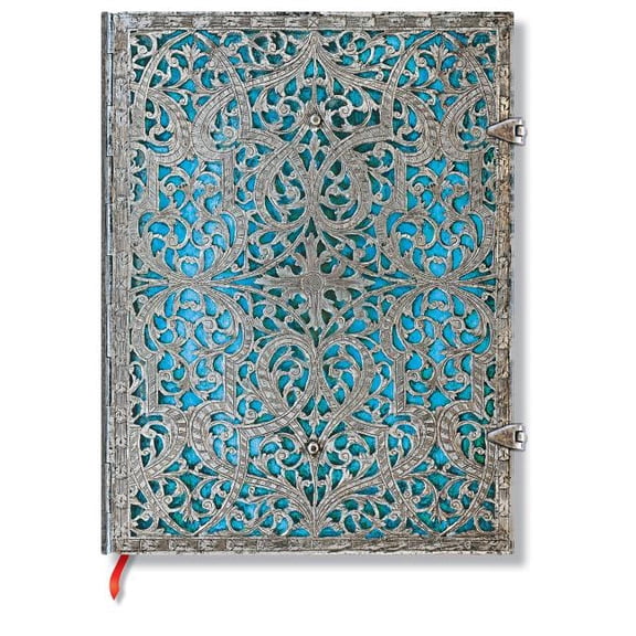 Maya Blue Ultra Lined Hardcover Journal, 240pg, 120gsm by Paperblanks (Silver Filigree Collection), (Hardcover)