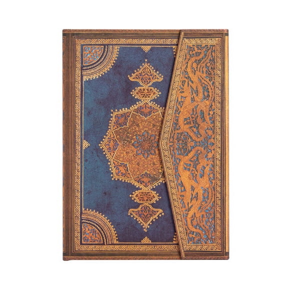 Paperblanks | Safavid Indigo | Safavid Binding Art | Hardcover | Midi | Unlined | Wrap Closure | 144 Pg | 120 GSM (Diary)
