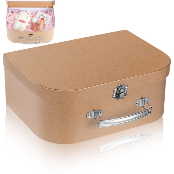 Paperboard Suitcase Gift Box with Handle 10.03x7.48x3.93In Jewelry Wrapping Box for Wedding Decorative Packaging