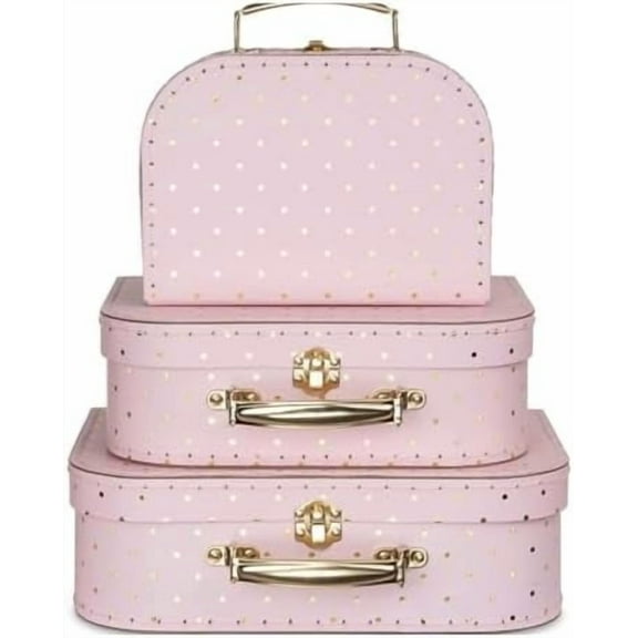 Paperboard Suitcases, Set of 3 Vintage Decorative Storage Box, Luggage Decor Storage, Vintage Decor for Birthday, Weddings, Pink Design