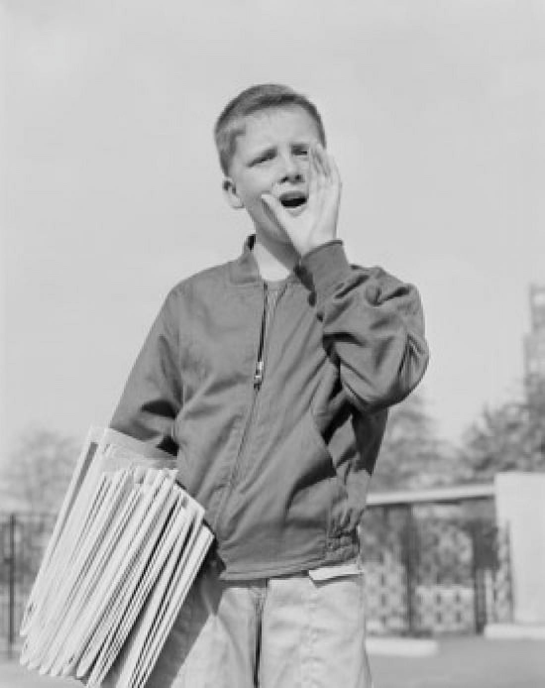 Paperboy holding newspapers shouting Canvas Art -  (18 x 24)