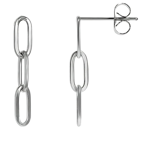 Paperclip Chain Link Dangle Earrings for Women Gold or Silver Stainless Steel Ginger Lyne Collection