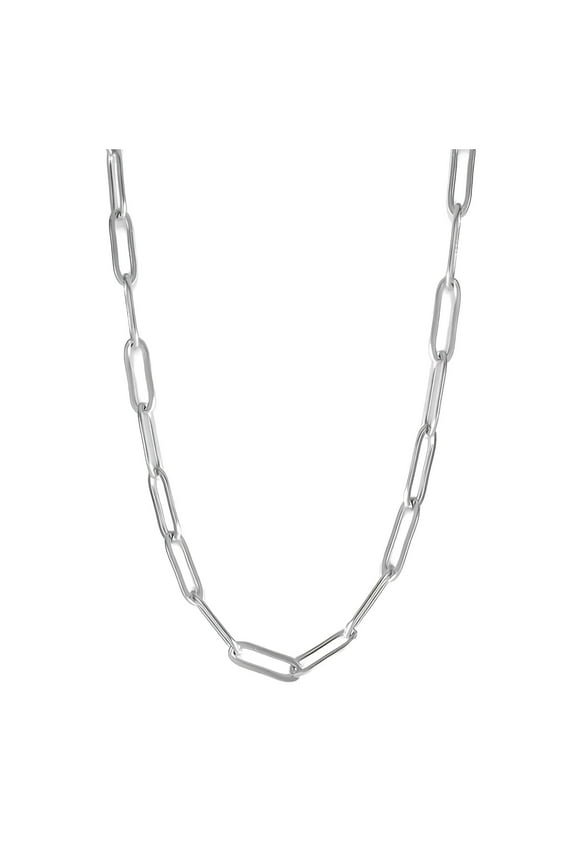 Paperclip Chain Necklace for Women Silver Tone Polished Stainless Steel Ginger Lyne Collection - Necklace,Silver