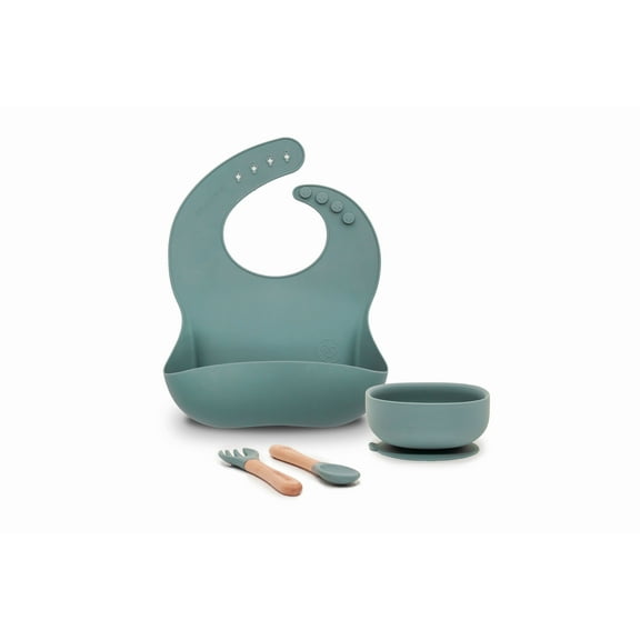 Paperclip Silicone Baby Feeding Starter Kit with Bib, Bowl and Spoon & Spork, BPA-Free, 4 Piece
