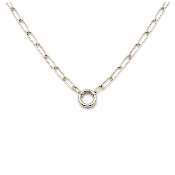 Paperclip Link Carabiner Circle Charm Holder Necklace for Women Stainless Steel 18"-20" Ginger Lyne Collection