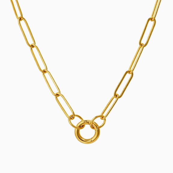 Carabiner Charm Necklace for Women Paperclip Chain Round Carabiner Holder Stainless Steel by Ginger Lyne