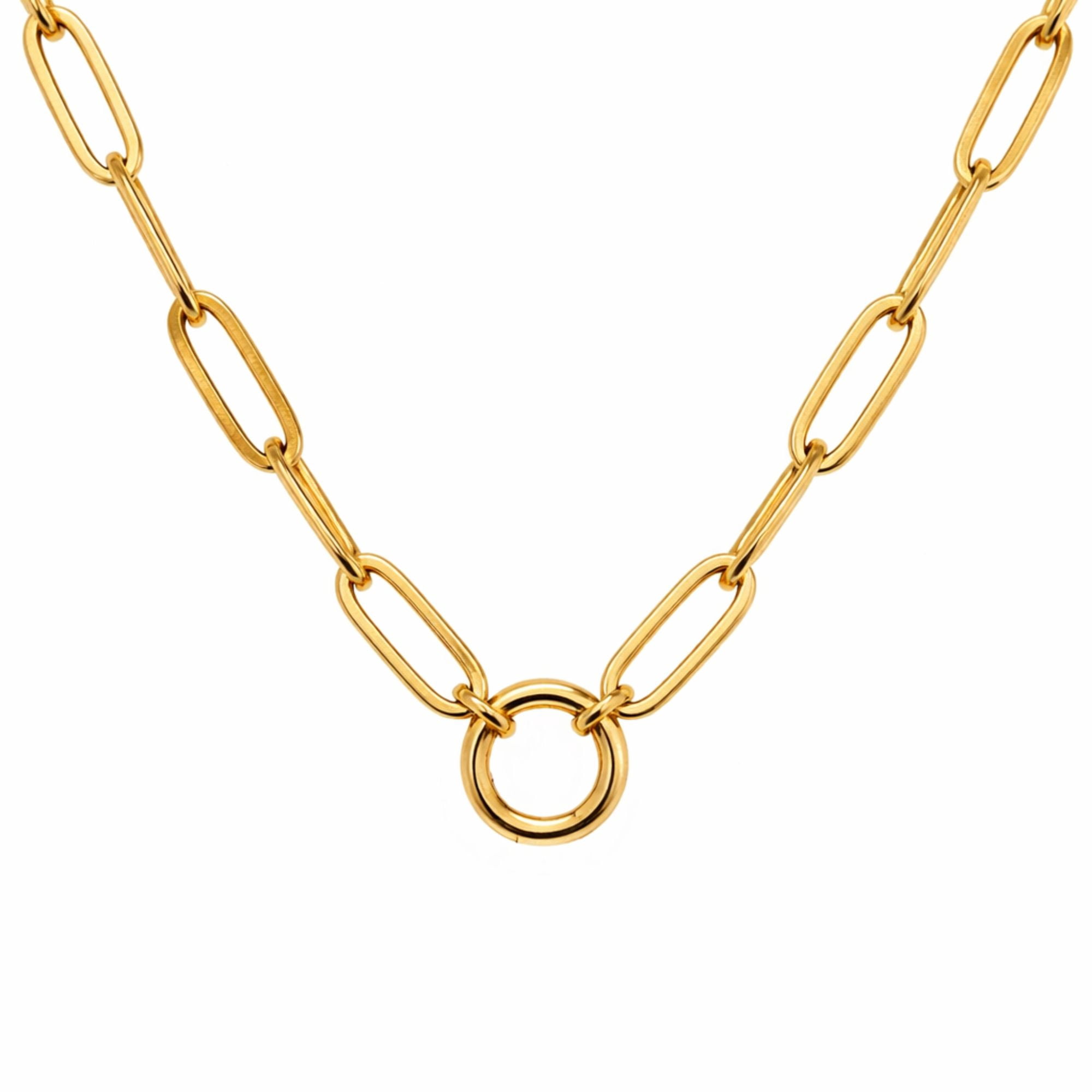 Carabiner Charm Necklace for Women Paperclip Chain Round Carabiner Holder Stainless Steel by Ginger Lyne