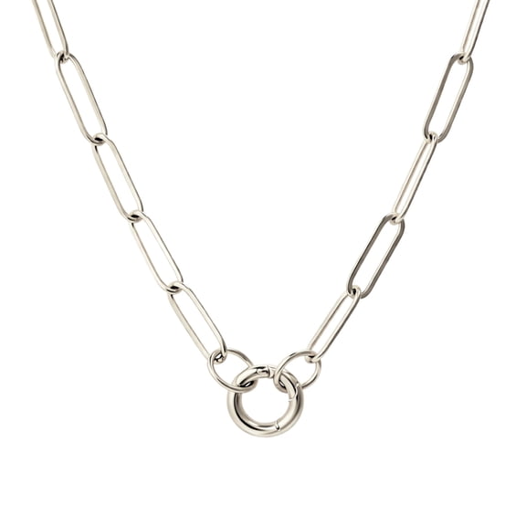 Carabiner Charm Necklace for Women Paperclip Chain Round Carabiner Holder Stainless Steel by Ginger Lyne