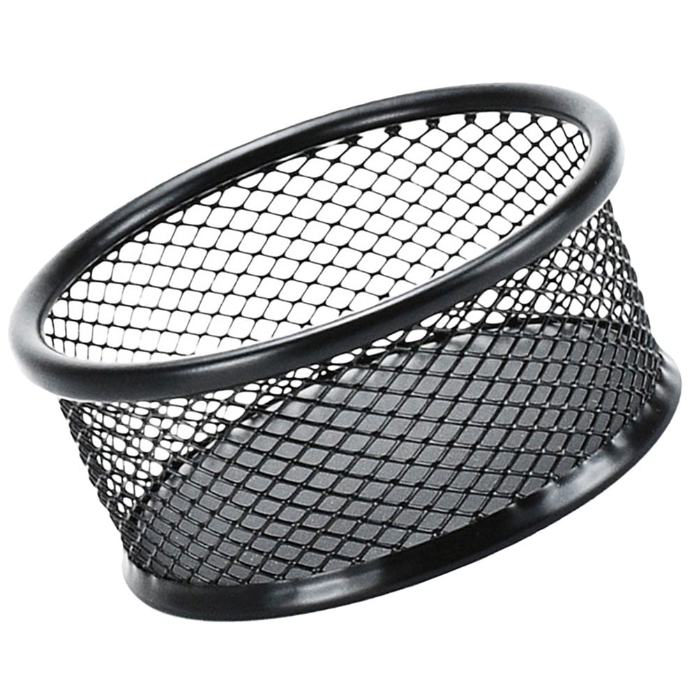 Ceramic Paper Clip Holder - Cute Cube Design With Gold Trim, Desk Organizer For Clips, Pins, Small Items (Black)