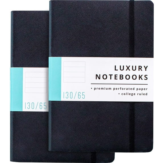 Papercode Lined Journal Notebook - Luxury Journal for Writing w/ 130 Pages, Soft Cover - Executive Notebook for Work, Travel, College - Black 2 Pack