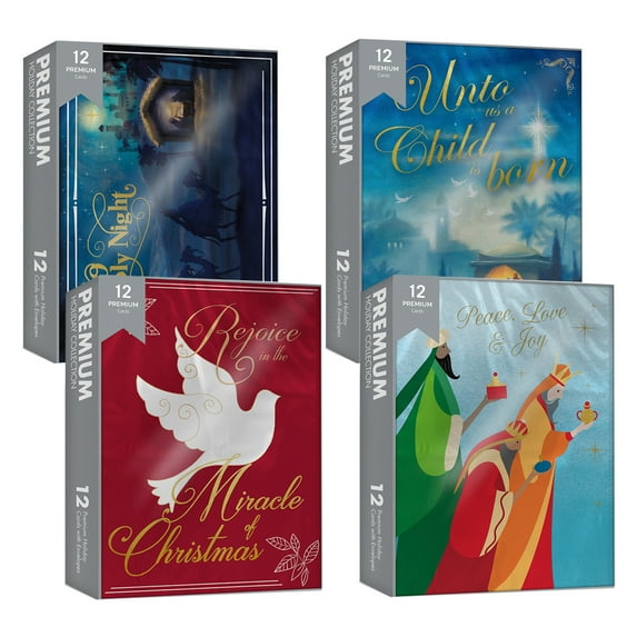 Papercraft (48 Pack) Deluxe Christmas Cards Assorted Holiday Cards with Foil & Glitter