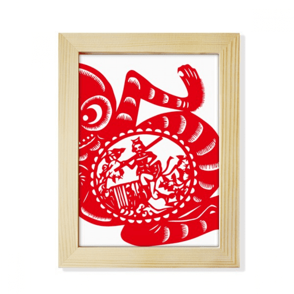 Papercut China Chinese Zodiac Monkey Art Desktop Adorn Photo Frame Display Art Painting Wooden